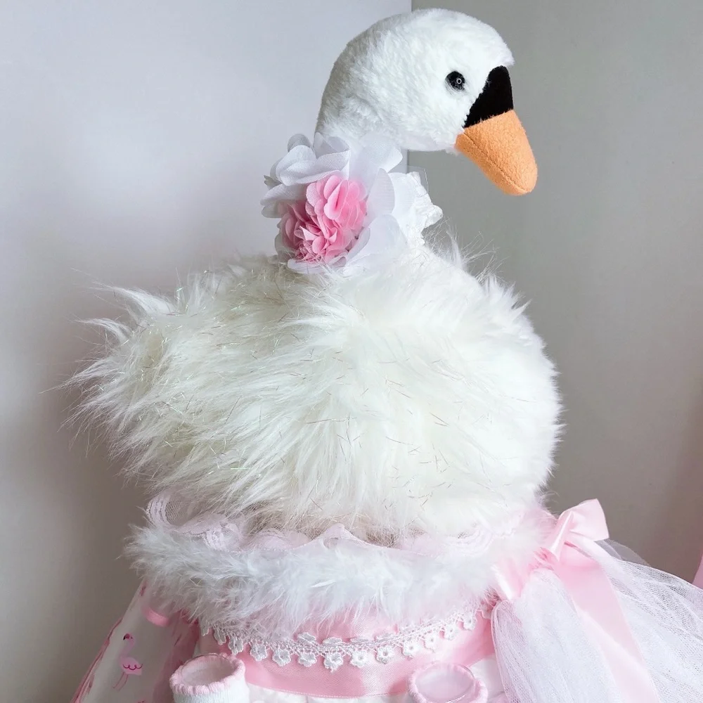 Swan Diaper Cake, Baby Shower Gift
